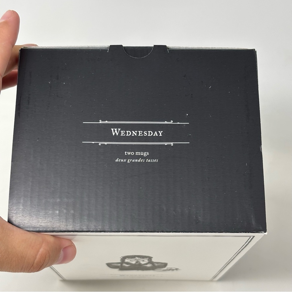 Pottery Barn Wednesday Addams Stoneware Decal Mugs NEW IN BOX Halloween - Picture 3 of 13